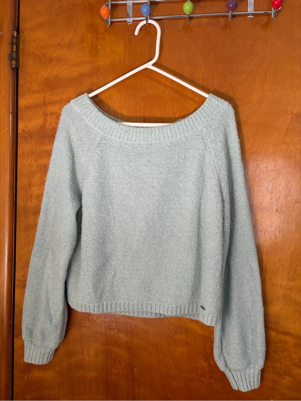 Hollister Light Blue Off-the-Shoulder Knit Sweater